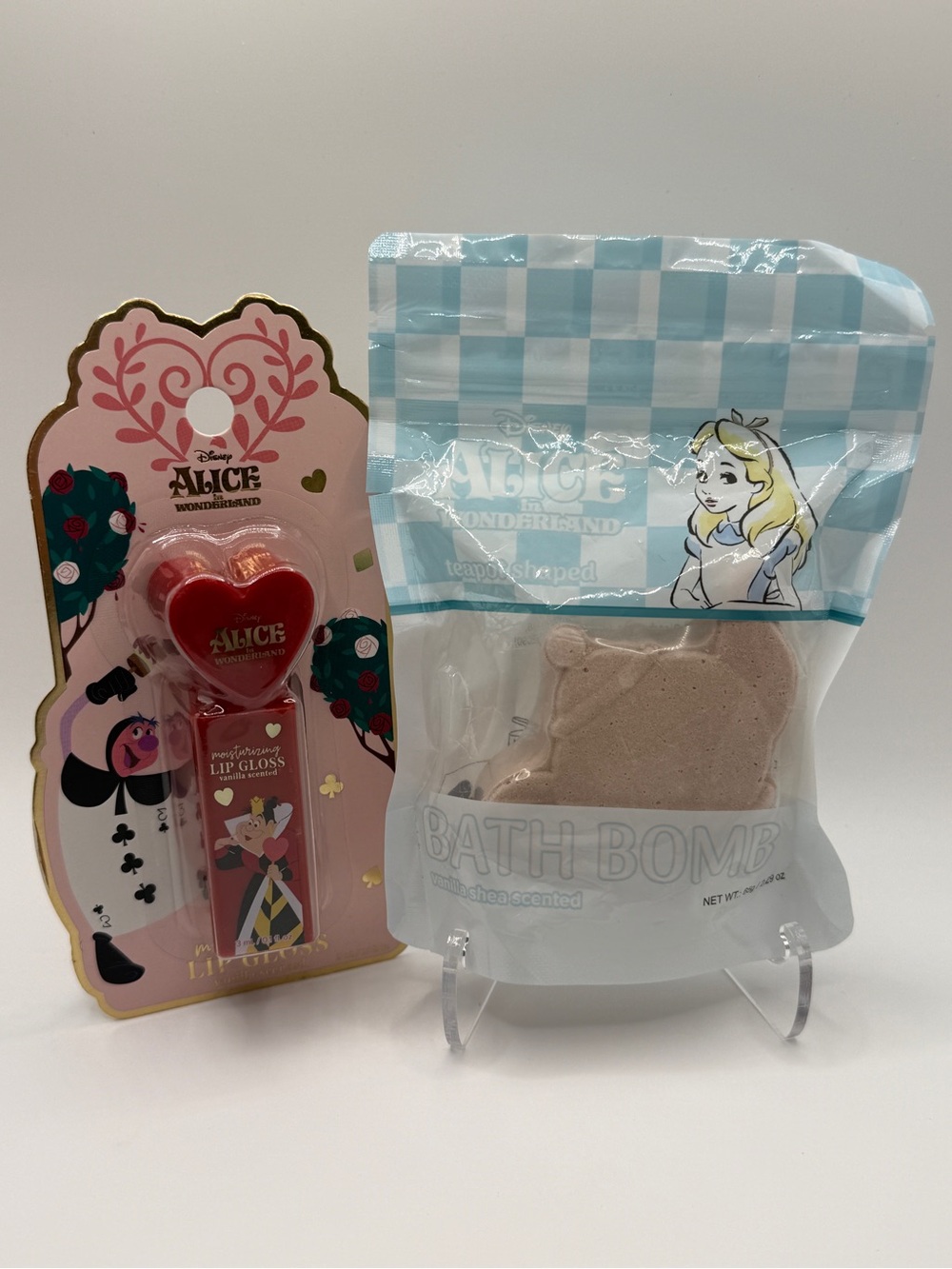 Disney Alice in Wonderland Lip Gloss & Bath Bomb Set — NIP